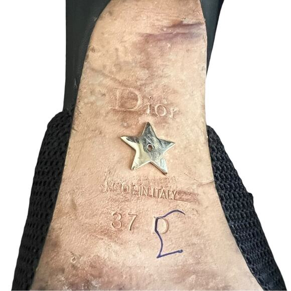 Christian Dior Women’s J’Adior Ribbon Black Cloth Point Toe Kitten Heels Sz 37 - Picture 8 of 12